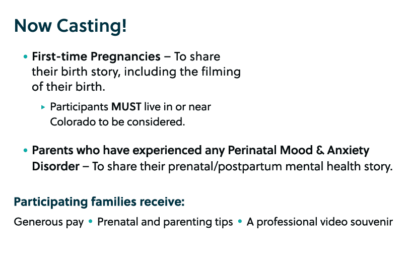 Now Casting! • First time Pregnancies – To share their birth story, including the filming of their birth. △ Participa...