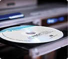 Image of an InJoy DVD in a dvd player tray