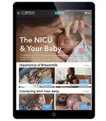 A tablet displaying information about the NICU and your baby. AI generated content