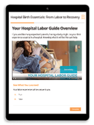A tablet screen displaying a hospital labor guide. AI generated content