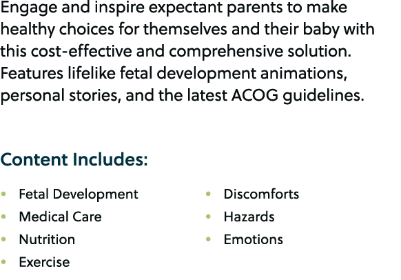 Engage and inspire expectant parents to make healthy choices for themselves and their baby with this cost effective a...